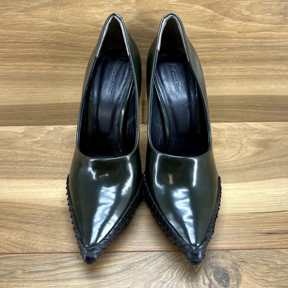 Rachel Roy Womens Size 7 Deep Green Leather Pointed Heels Pumps - Picture 1 of 5